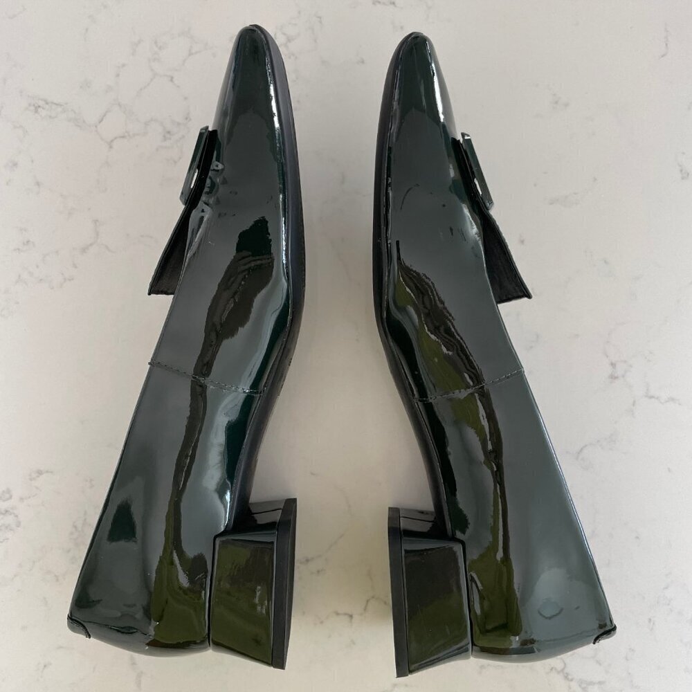 Geox Respira Vivyanne Italian Patent Leather Shoes Dark Forest Green Sz 10 NIB - Picture 5 of 12